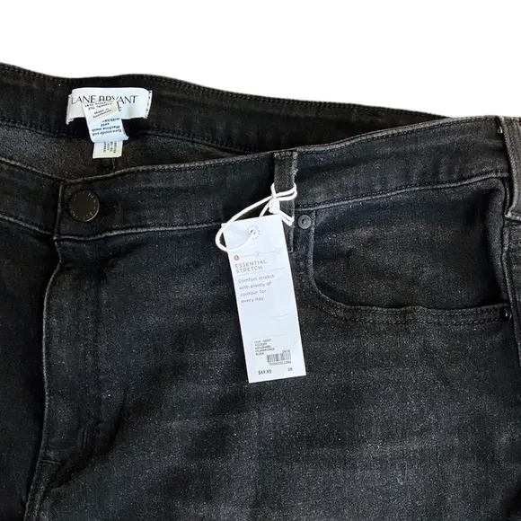 Lane Bryant MidRise Essential Stretch Girlfriend Crop Jeans Black Wash Size 28
