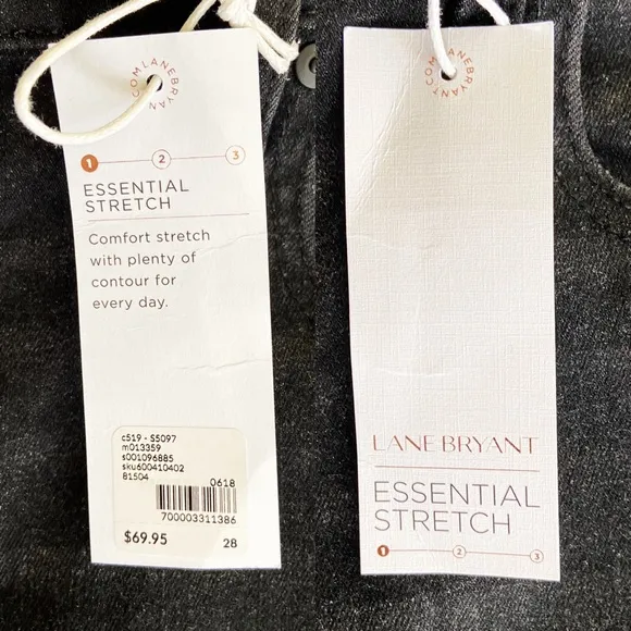 Lane Bryant MidRise Essential Stretch Girlfriend Crop Jeans Black Wash Size 28