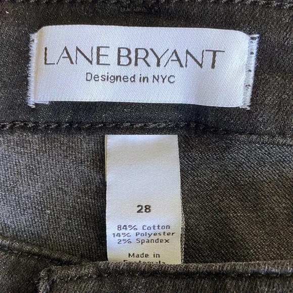 Lane Bryant MidRise Essential Stretch Girlfriend Crop Jeans Black Wash Size 28