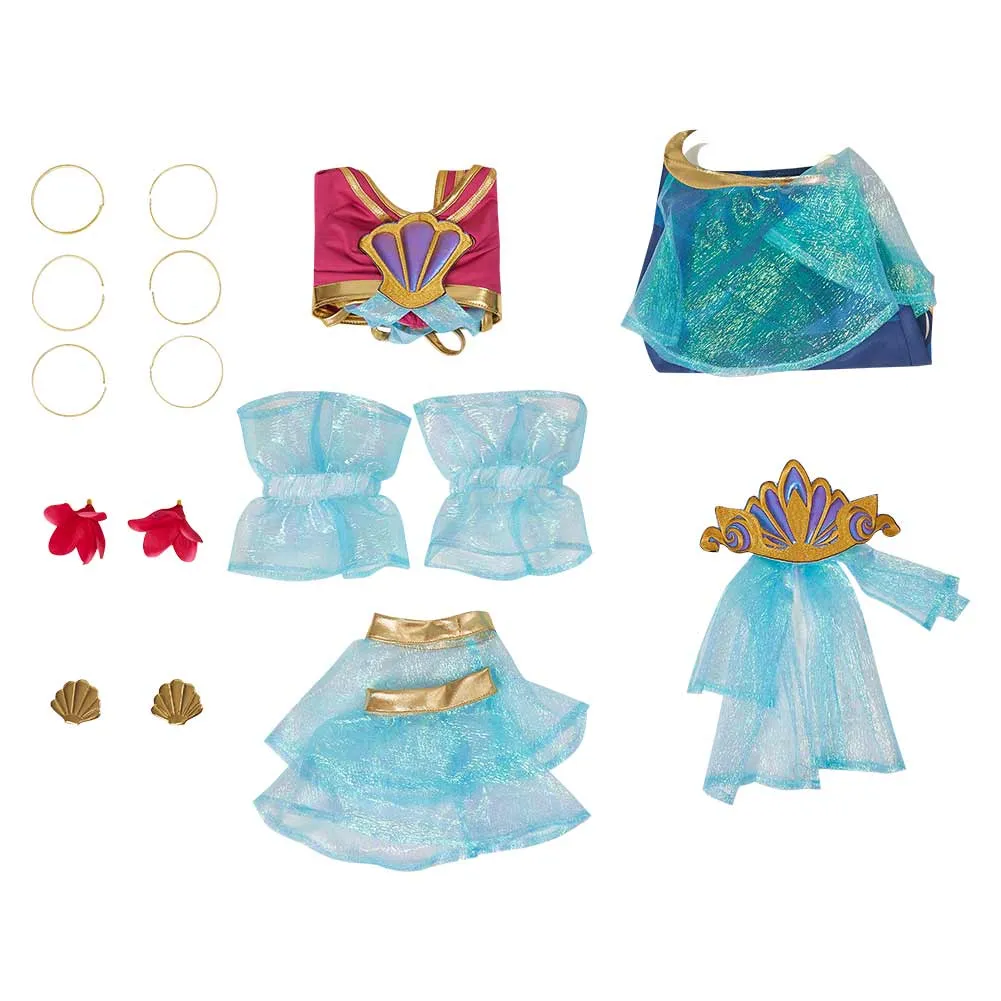 League of Legends LoL Seraphine Song of Ocean Skin Swimsuit Cosplay Costume Bikini Top Shorts Outfits Halloween Carnival Suit