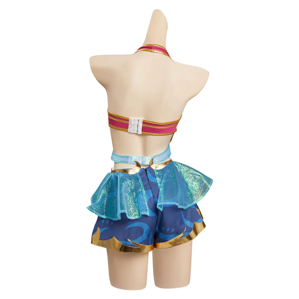 League of Legends LoL Seraphine Song of Ocean Skin Swimsuit Cosplay Costume Bikini Top Shorts Outfits Halloween Carnival Suit