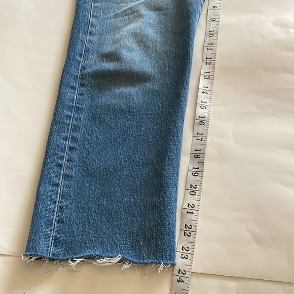 Levi’s Premium Wedgie Straight High Waist button fly cropped raw hem jeans sz 28