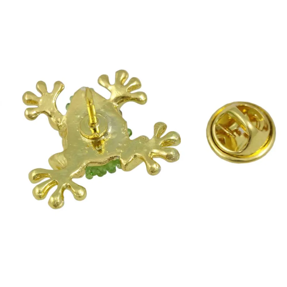 Little Light Green Acrylic Frog with Black Eyes Lapel Pin - SPA022
