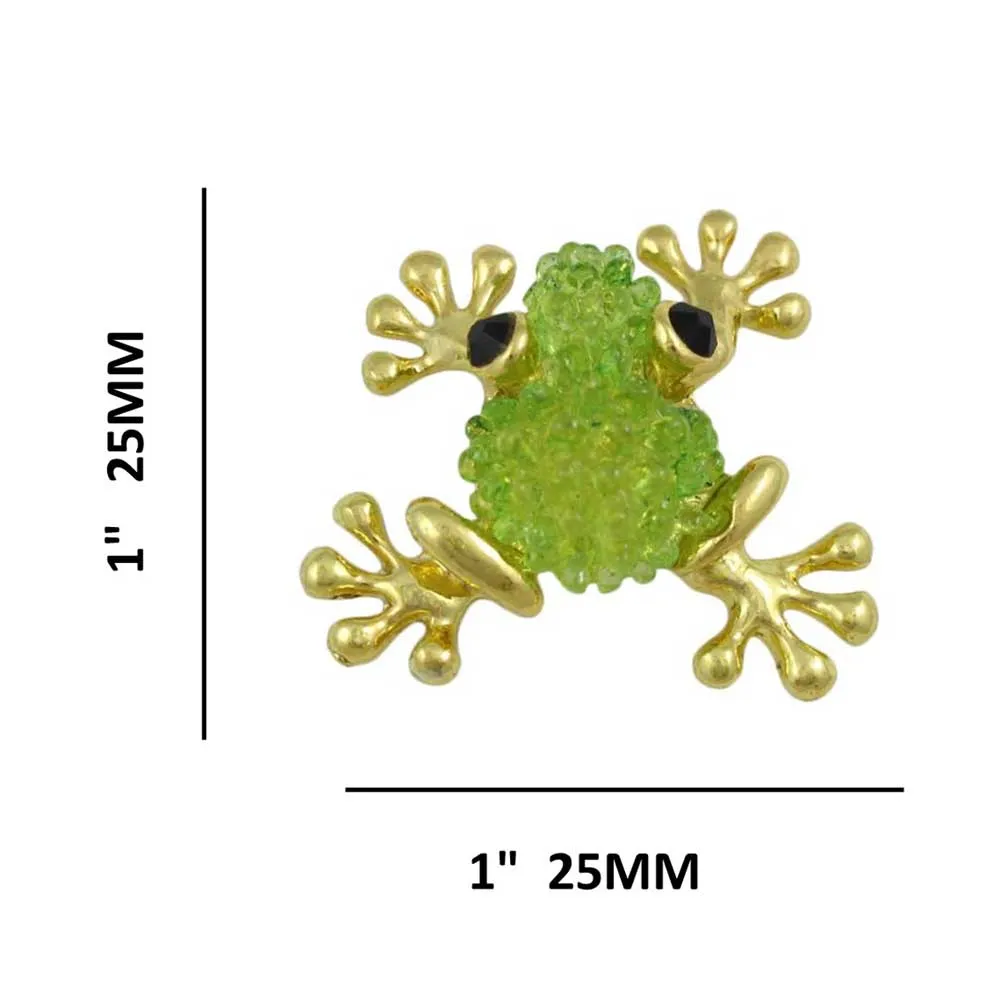 Little Light Green Acrylic Frog with Black Eyes Lapel Pin - SPA022