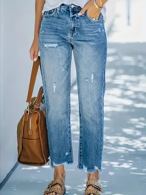 Lotte - Geripte Cropped Jeans Voor Casual Stijl