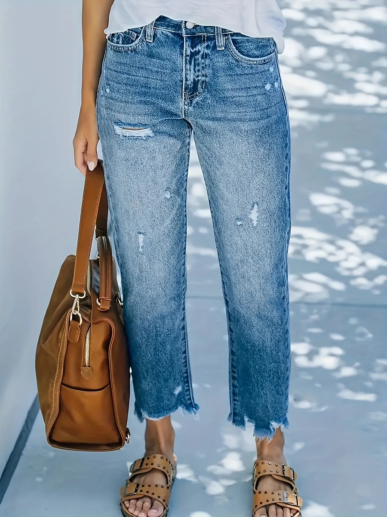 Lotte - Geripte Cropped Jeans Voor Casual Stijl