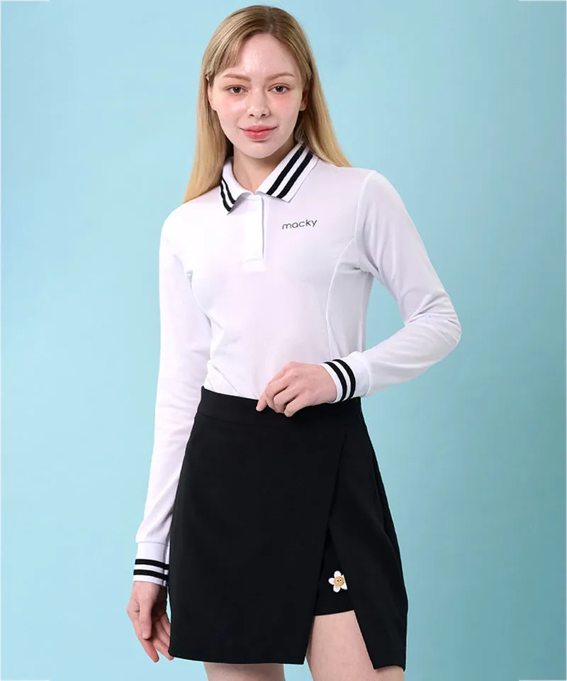MACKY Golf: Daisy Slit Skirt Pants - Black