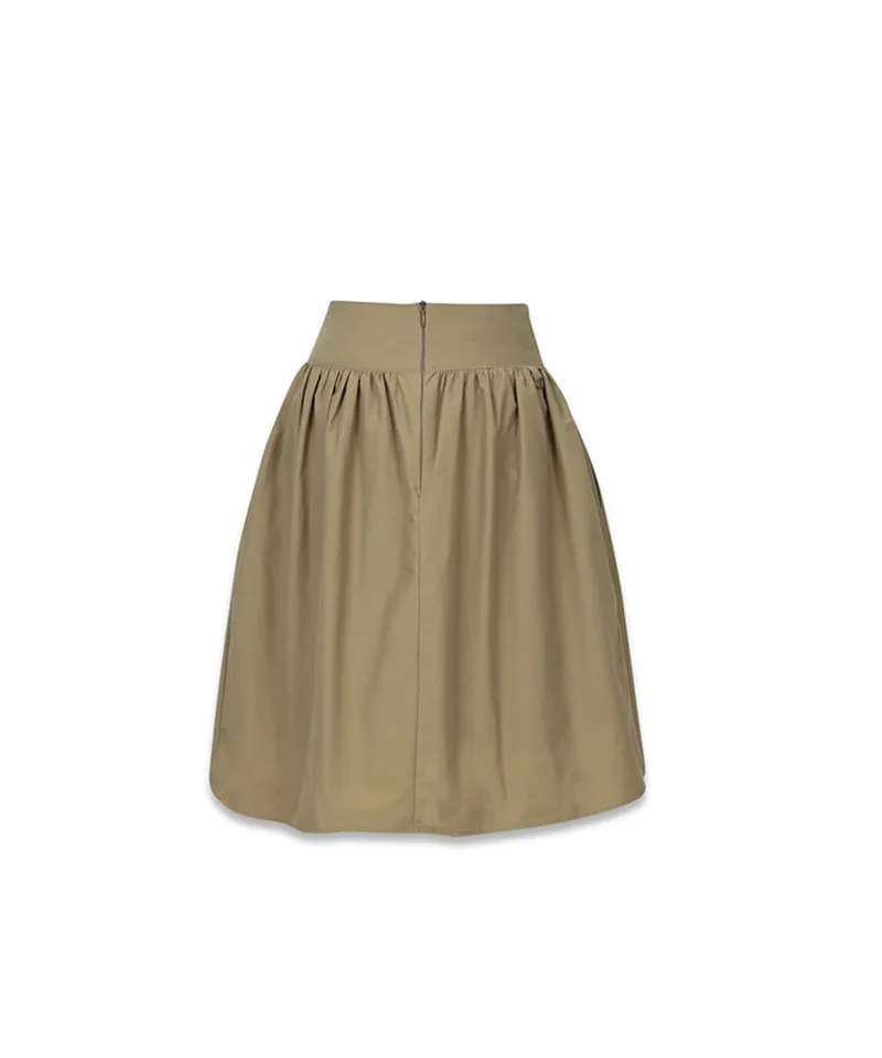MACKY Golf: Unbalance Balloon Skirt - Beige