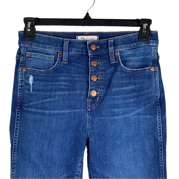 Madewell 10” High Rise Skinny Crop Jeans Button Front Women’s Size 28 Blue