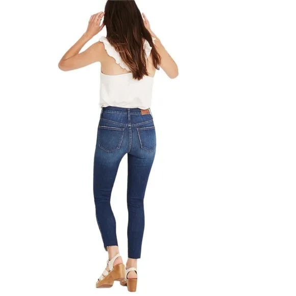 Madewell 10” High Rise Skinny Crop Jeans Button Front Women’s Size 28 Blue