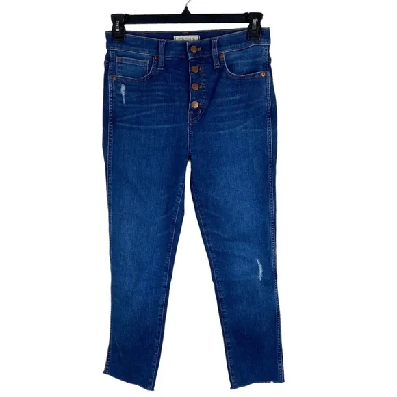 Madewell 10” High Rise Skinny Crop Jeans Button Front Women’s Size 28 Blue