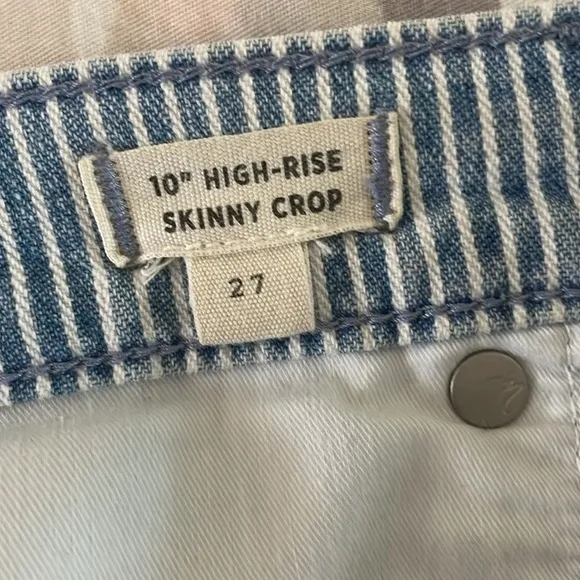 Madewell 10&quot; High-Rise Skinny Crop Jeans in Piper Stripe size 27