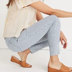 Madewell 10&quot; High-Rise Skinny Crop Jeans in Piper Stripe size 27