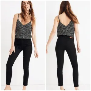 Madewell 9&quot; High Rise Skinny Crop in ISKO Stay Black Raw Hem Edition Size 24