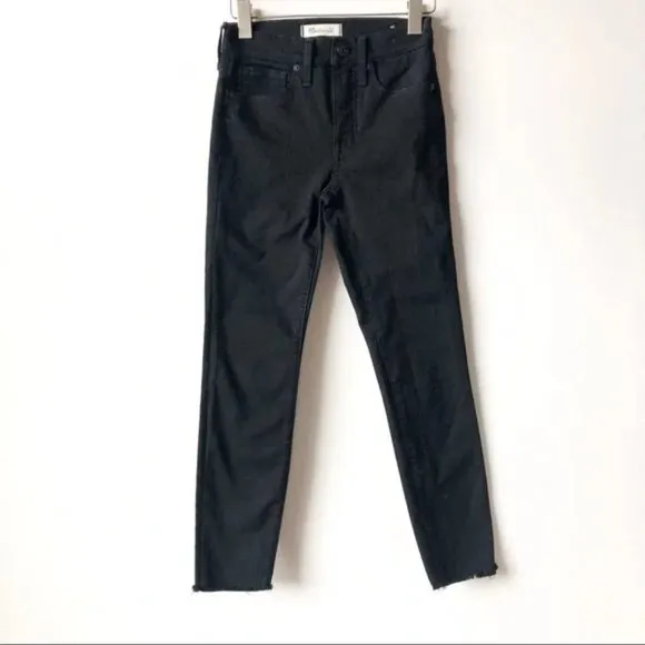 Madewell 9&quot; High Rise Skinny Crop in ISKO Stay Black Raw Hem Edition Size 24
