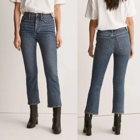 Madewell Cali Demi Boot Jeans Womens 26 Glenside Wash Crop Mini Flare Stretch