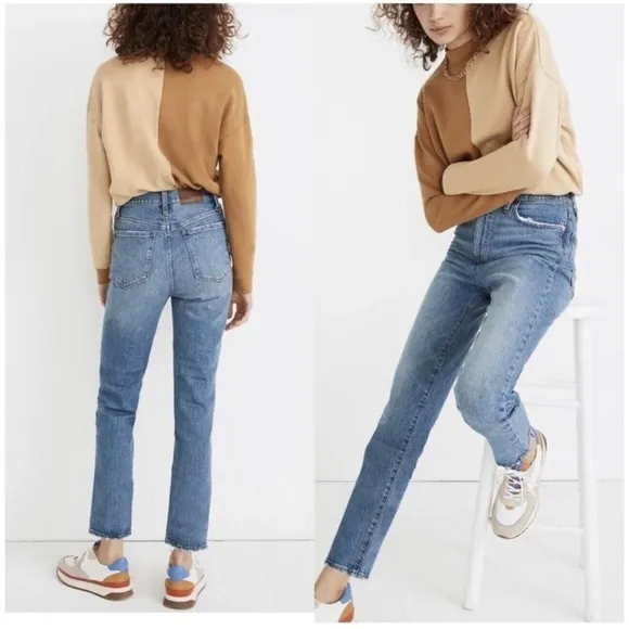 Madewell Classic Straight Jeans Womens Sz 27 medium wash high rise ankle M3520