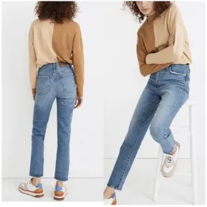 Madewell Classic Straight Jeans Womens Sz 27 medium wash high rise ankle M3520