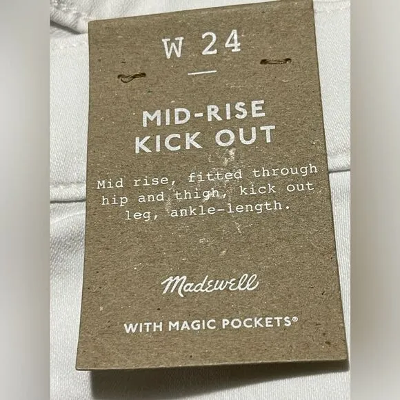 Madewell NWT Kick Out Crop Jeans Size 24 in Pure White