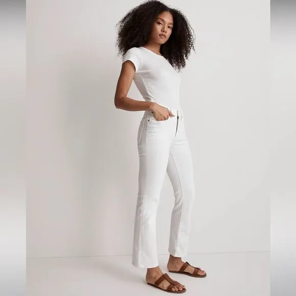 Madewell NWT Mid Rise Kick Out Crop Jeans Size 24 in Pure White