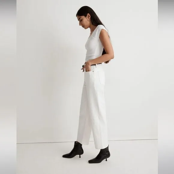 Madewell NWT Tall Perfect Vintage Wide Leg Crop Jeans Size 29T Tile White