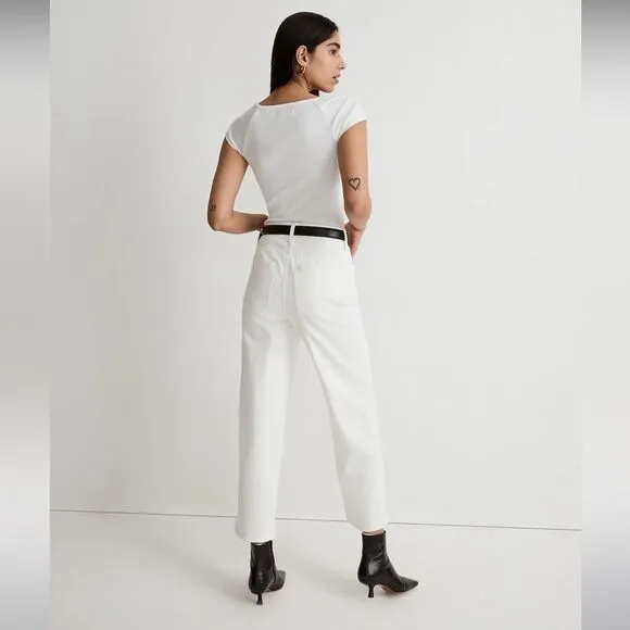 Madewell NWT Tall Perfect Vintage Wide Leg Crop Jeans Size 29T Tile White