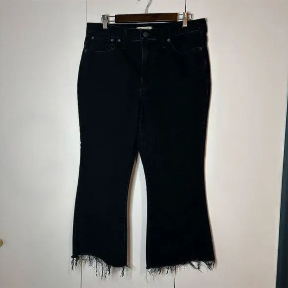 Madewell Women's Flare Jeans Size 31 Black High-Rise Raw Hem Denim