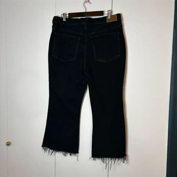 Madewell Women's Flare Jeans Size 31 Black High-Rise Raw Hem Denim