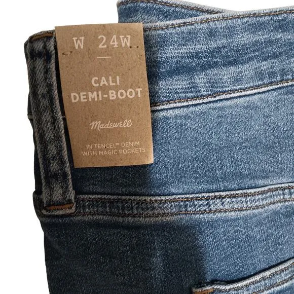 Madewell Women's High Rise Cali Demi Boot Cropped Jeans Plus Size 24W New