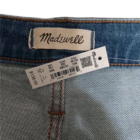 Madewell Women's High Rise Cali Demi Boot Cropped Jeans Plus Size 24W New
