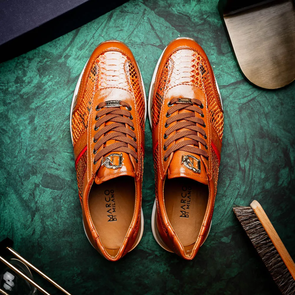 Marco Di Milano Brescia in Honey Python & Calfskin Sneakers