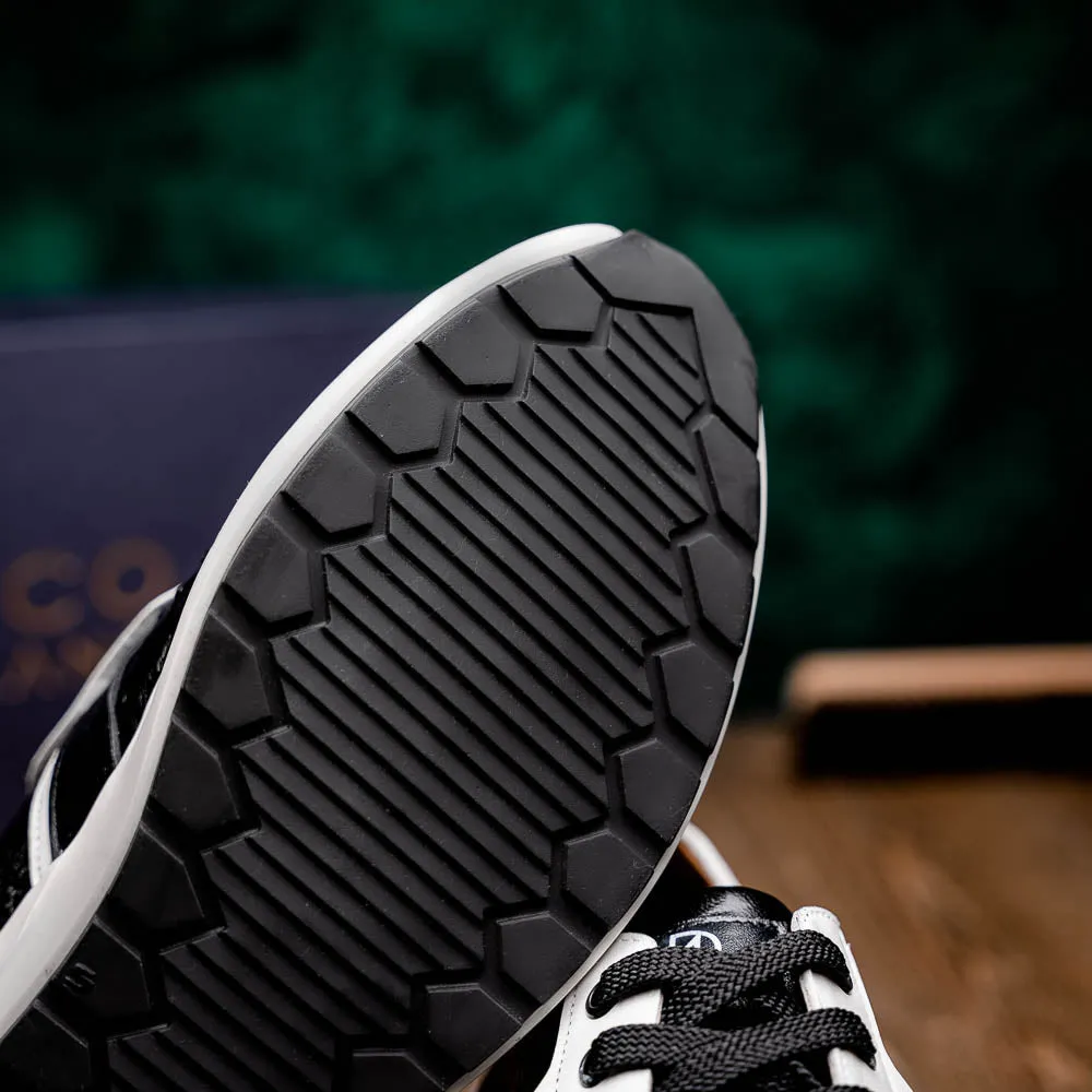 Marco Di Milano Lyon II in Black / White Ostrich Quill & Calfskin Sneakers