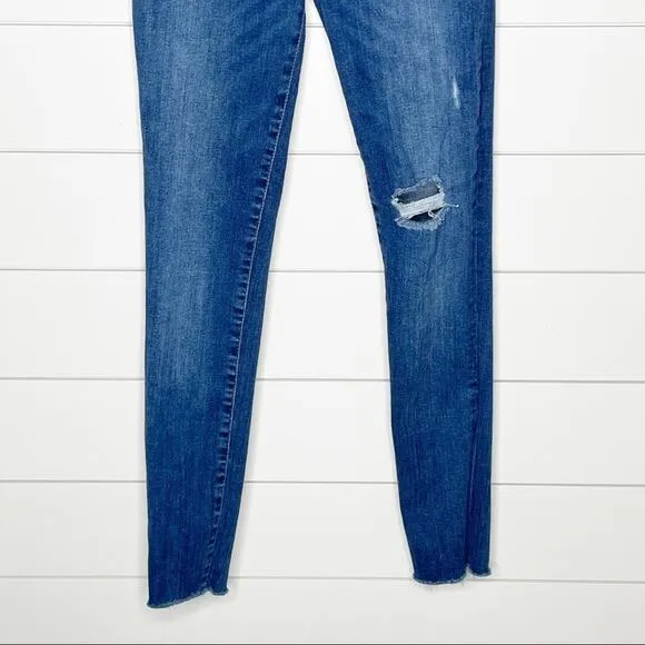 Marine Layer High Rise Skinny Distressed Cropped Jeans Medium Wash Size 26