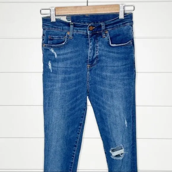 Marine Layer High Rise Skinny Distressed Cropped Jeans Medium Wash Size 26