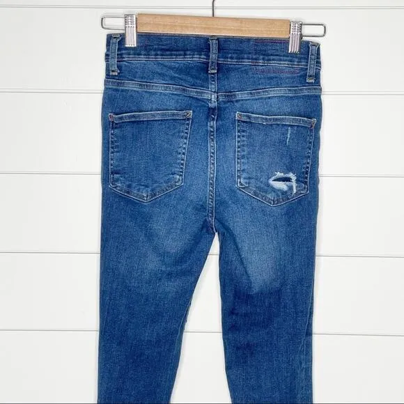 Marine Layer High Rise Skinny Distressed Cropped Jeans Medium Wash Size 26