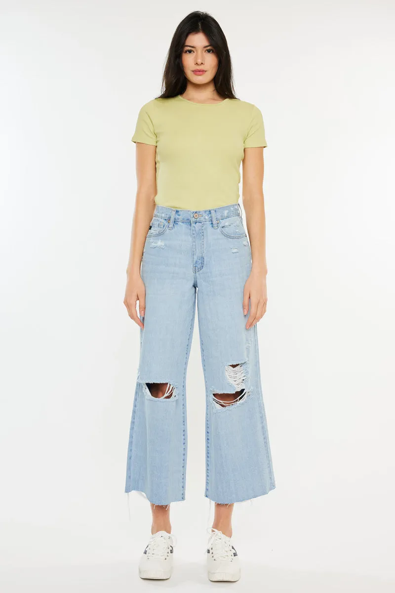 Mariyah Ultra High Rise Cropped  Wide Leg Jeans