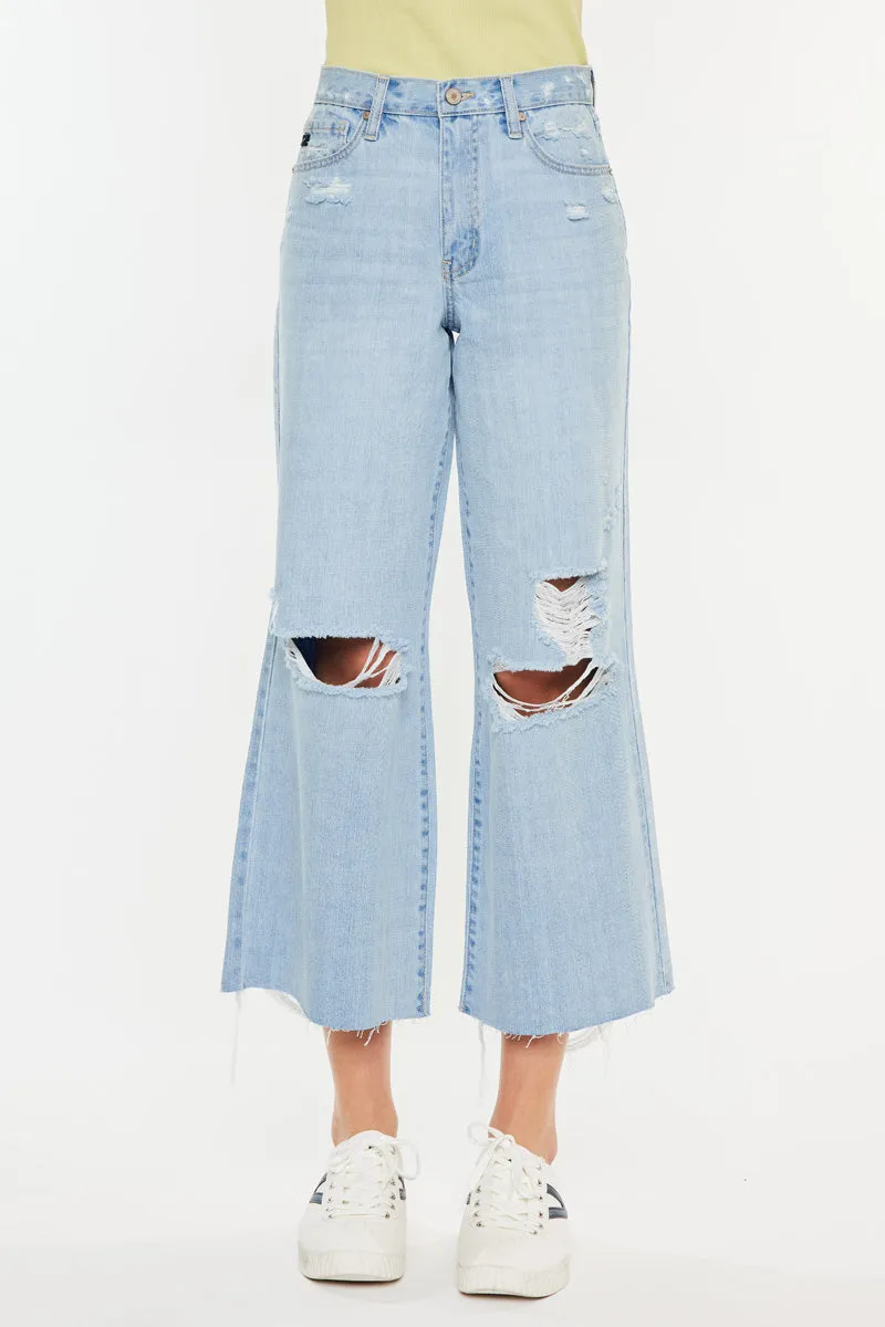 Mariyah Ultra High Rise Cropped  Wide Leg Jeans