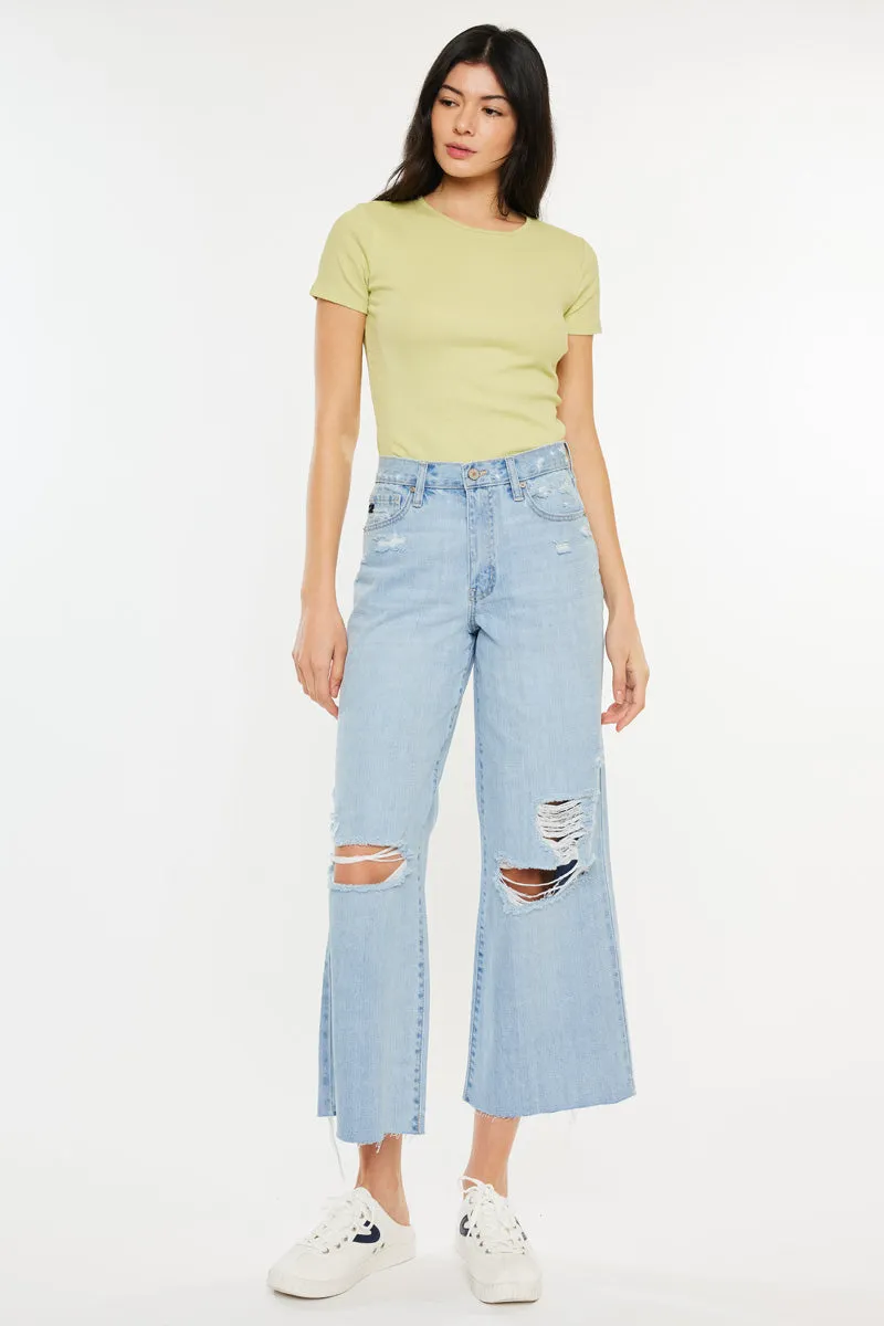 Mariyah Ultra High Rise Cropped  Wide Leg Jeans