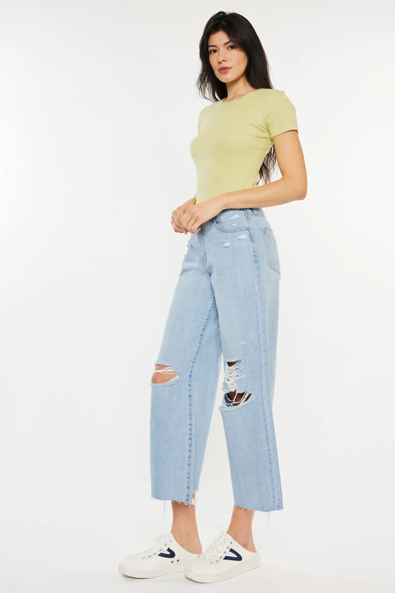 Mariyah Ultra High Rise Cropped  Wide Leg Jeans