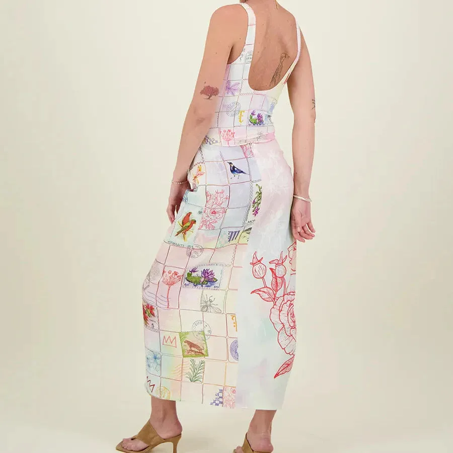 ME369 Maya Heritage Linen Tie Front Skirt