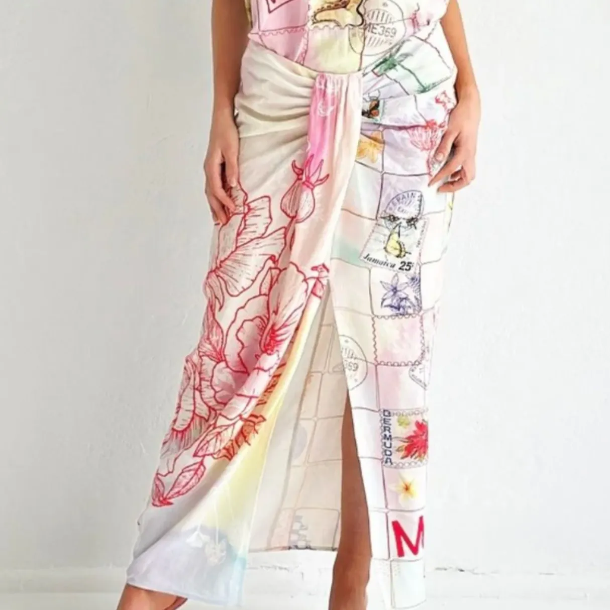 ME369 Maya Heritage Linen Tie Front Skirt