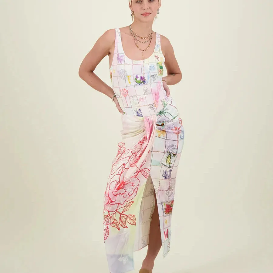 ME369 Maya Heritage Linen Tie Front Skirt