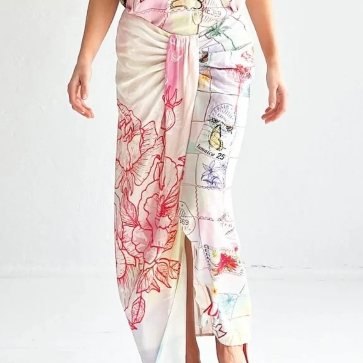 ME369 Maya Heritage Linen Tie Front Skirt