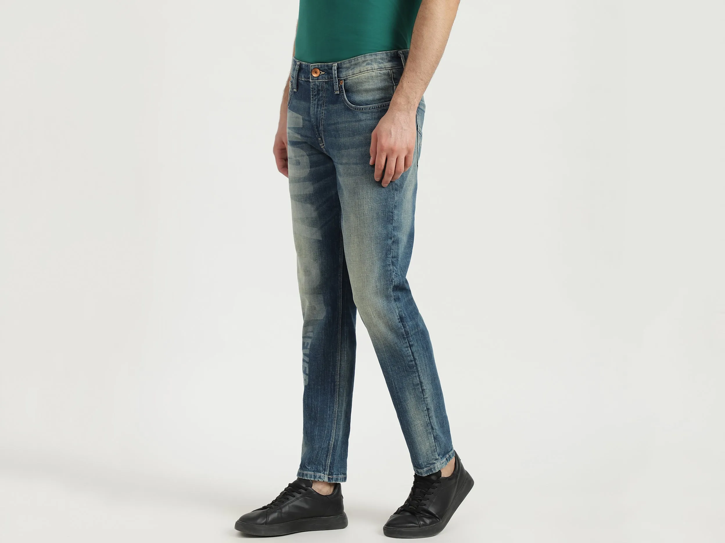 Mens Cropped Solid Jeans