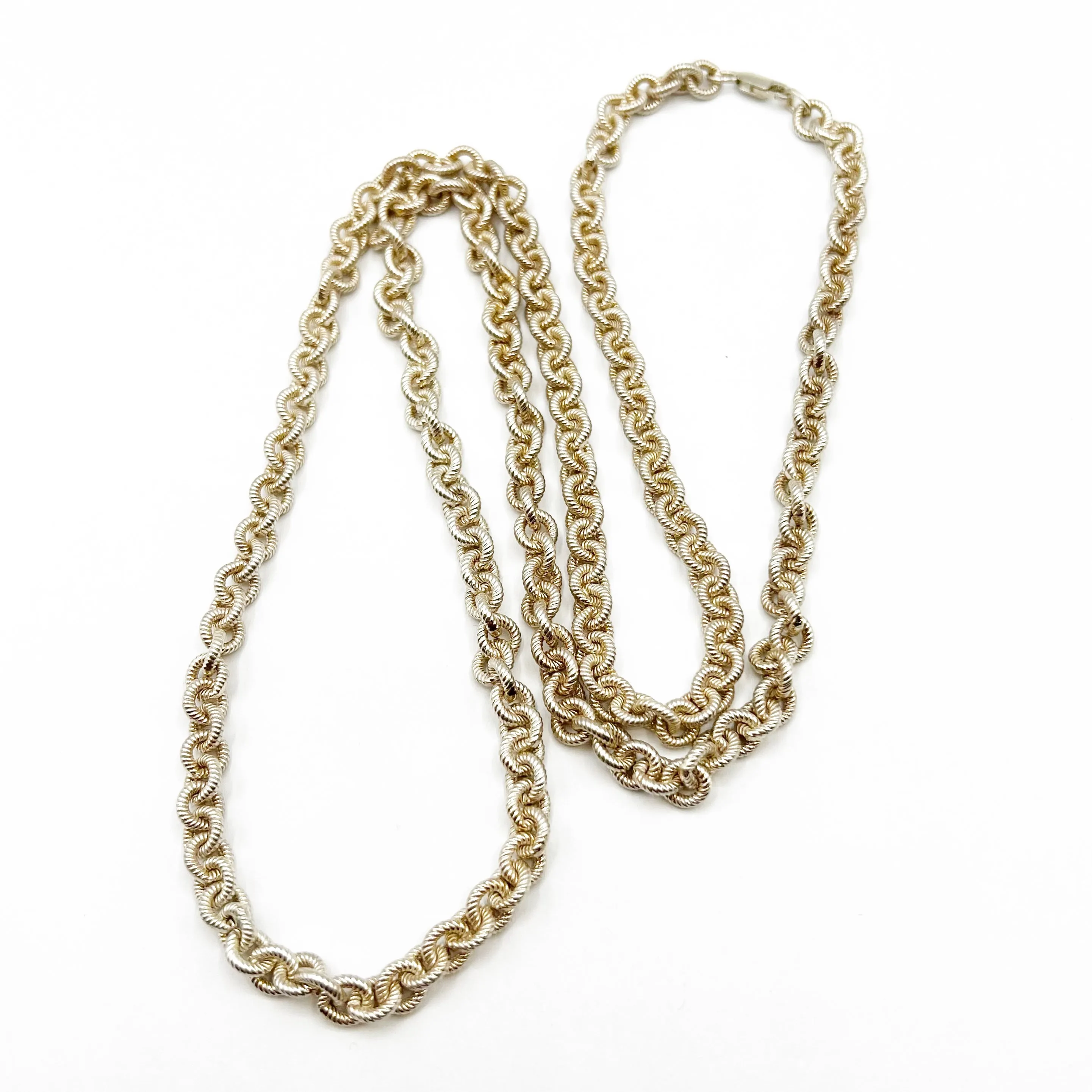 Men’s Heavy Textured Long Silver Chain