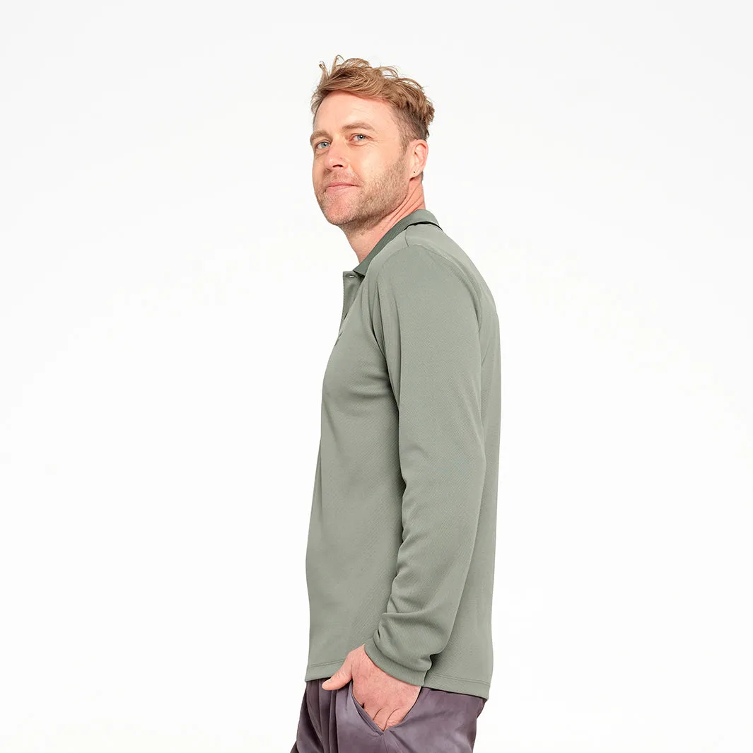 Mens Long Sleeve Polo - Sage