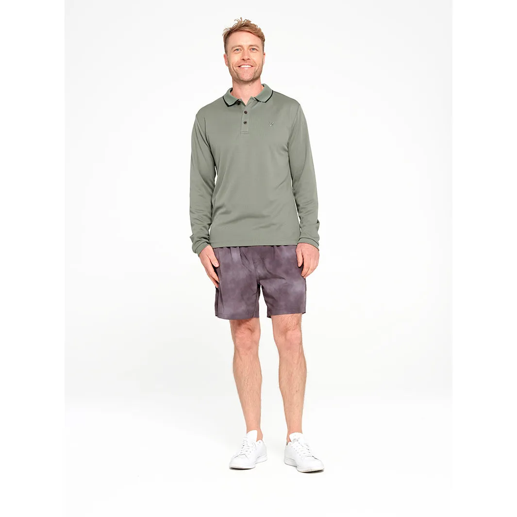 Mens Long Sleeve Polo - Sage