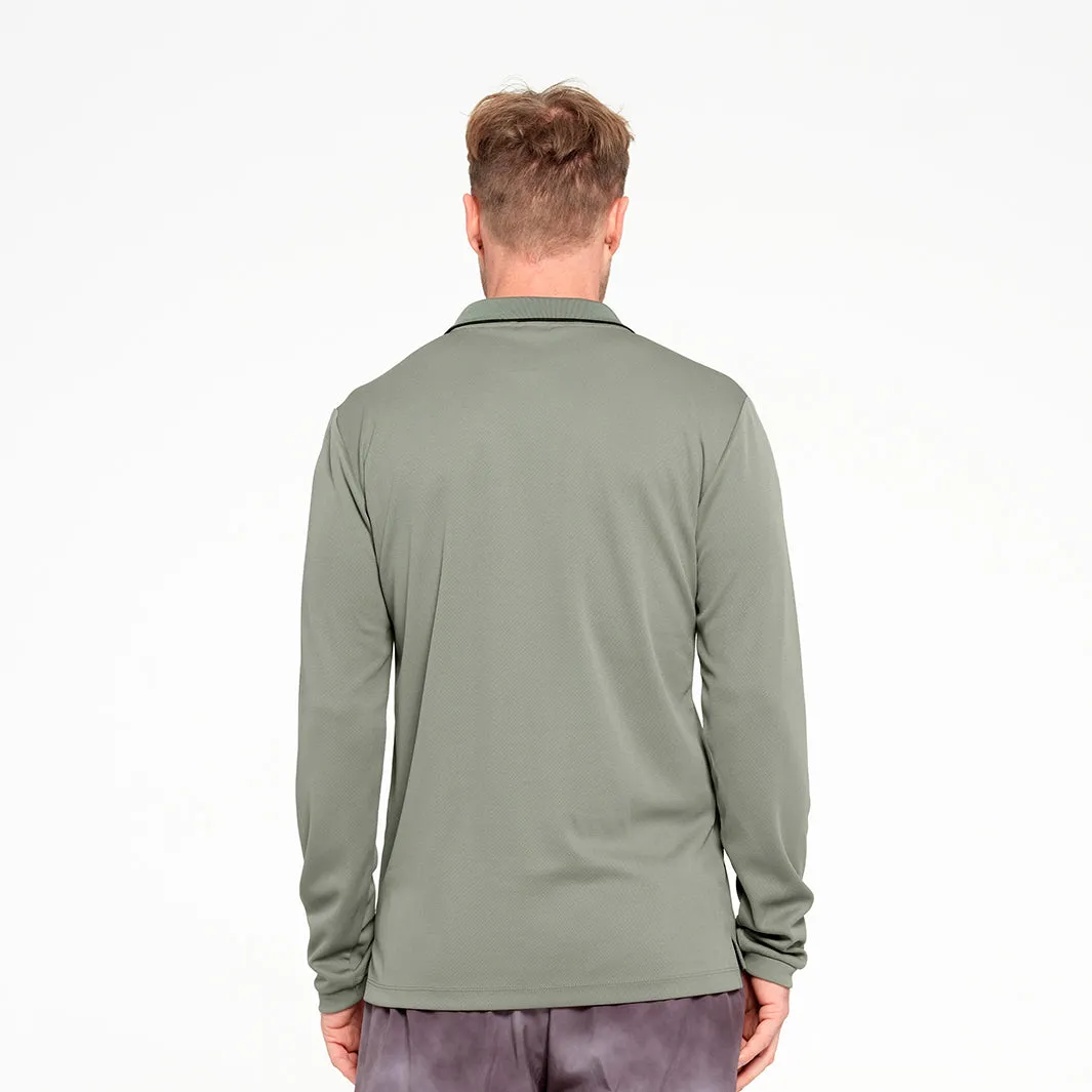 Mens Long Sleeve Polo - Sage