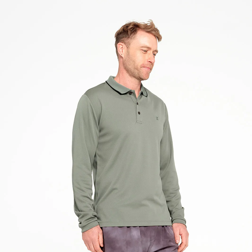 Mens Long Sleeve Polo - Sage