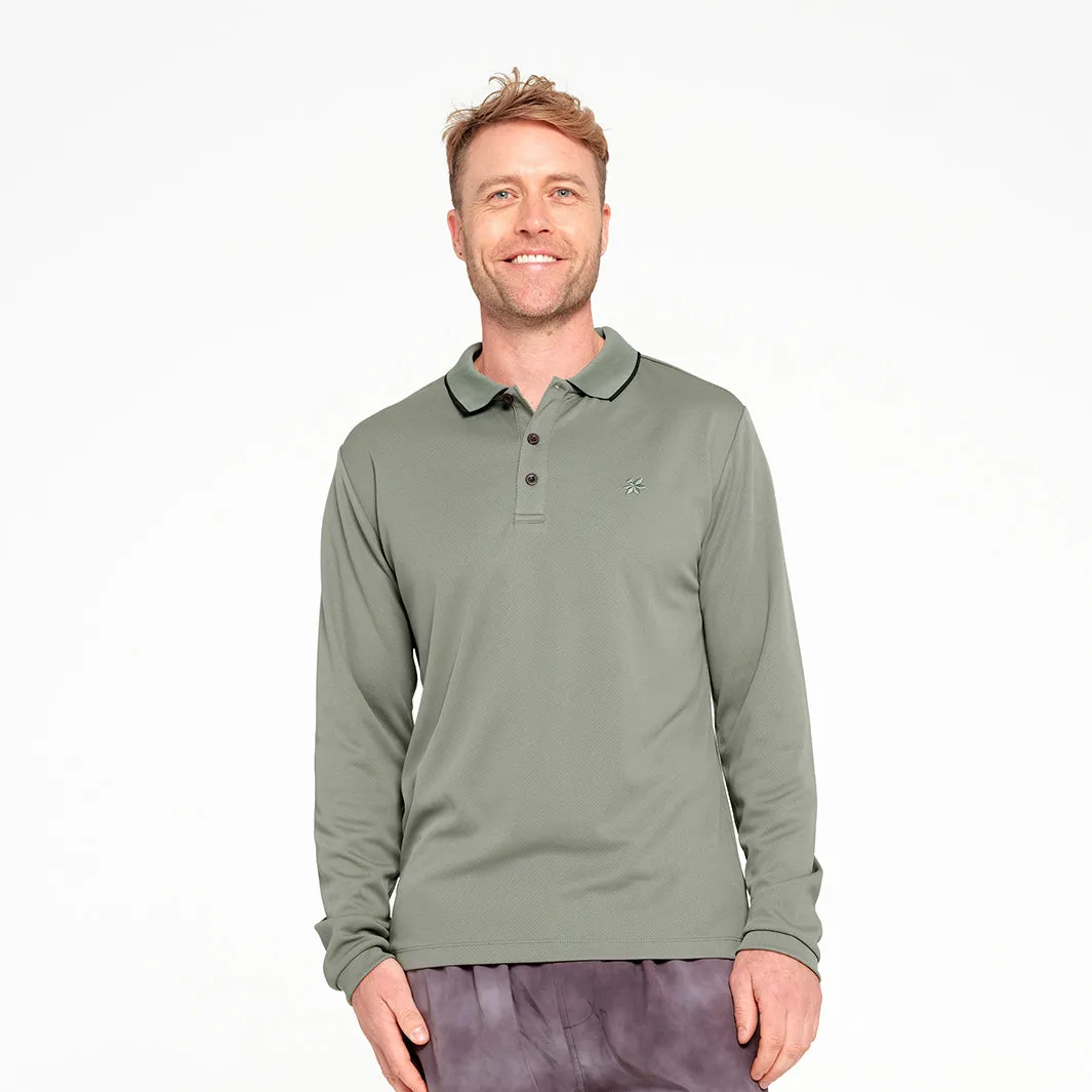 Mens Long Sleeve Polo - Sage